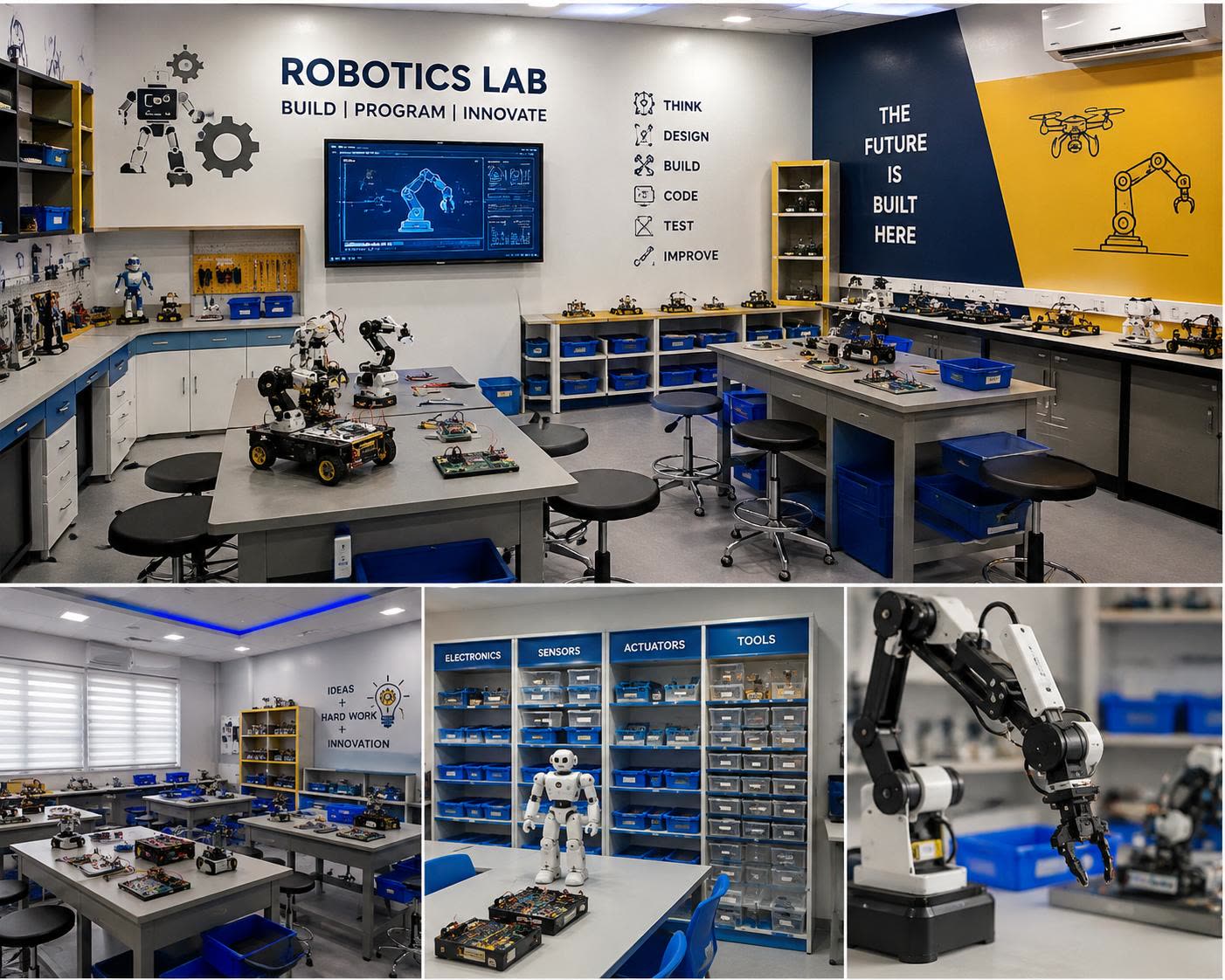 Custom robotic arm, humanoid robot and smart cars built by GenAlpha Labs